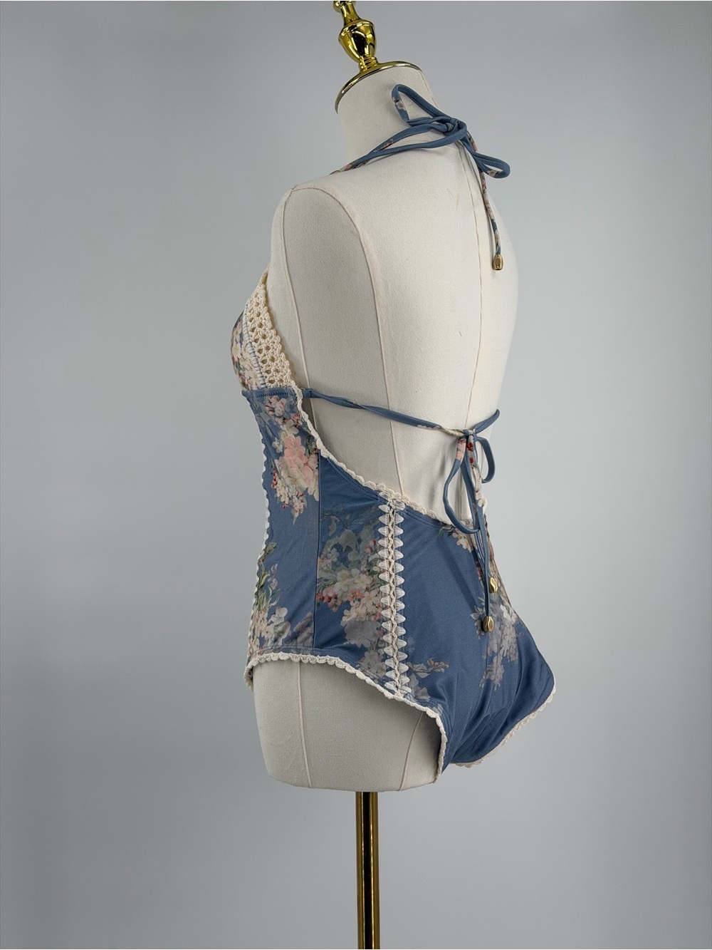 🆕 ZIMMERMANN 🧿 NWT Cascadian Crochet Keyhole Cutout Swimsuit, Blue - Sz 3 US10 - Picture 7 of 14
